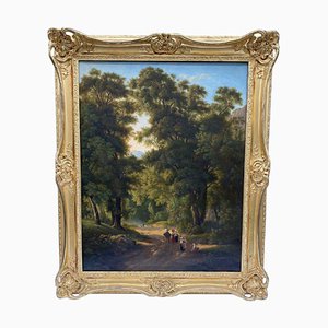 French School Landscape Painting, 18th-Century, Oil on Canvas, Framed