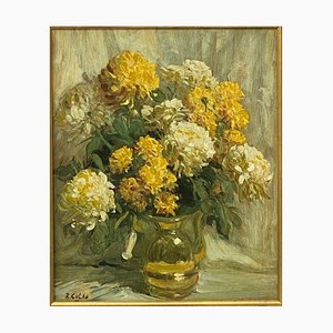 Rudolph Colao, Still Life with Bouquet of Flowers, 20th-Century, Oil on Canvas, Framed