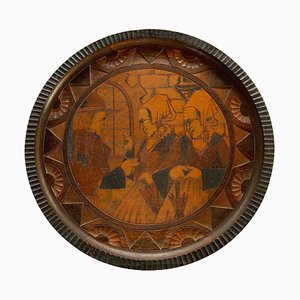 Large Geometric Decorataive Plate by Paul Fouillen, 1930s