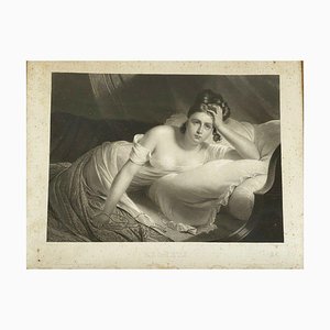 Edouard Dubufe, Regrets d'Apres, siglo XIX, grabado, enmarcado