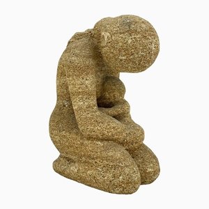 Brutalist Stone Sculpture of Woman and Child, 1970