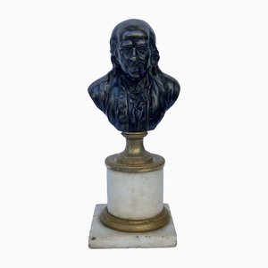 Bust in Bronze on White Carrara Marble