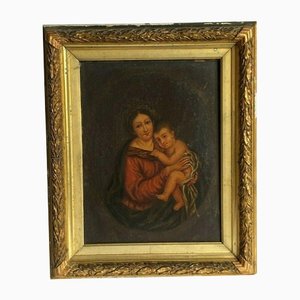 Artista italiano, Madonna & Child, siglo XIX, óleo sobre tabla, enmarcado