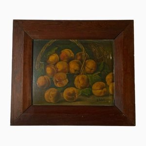 E Croizet, Still Life with Peaches, Late 19th Century, Oil on Panel