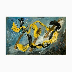 Henry Leray, Abstract Aquatic Scene, 20th Century, Watercolor on Paper