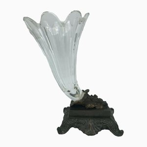 Restoration Period Bronze and Crystal Candleholder