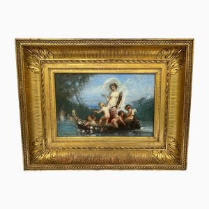 Paul Baudry, Painting of Angels, 19th-Century, Oil on Panel, Framed