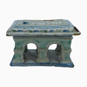 Polychrome Faience Heating Block in Ceramic, 18th Century