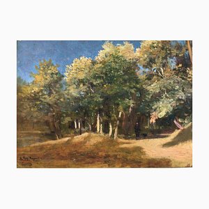 Paul Saïn, Paysage de Forêt Autour de St Georges Didonne, Huile sur Panneau