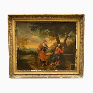 After Carracci, Christ and the Samaritan Woman, 18th Century, Oil on Canvas, Framed