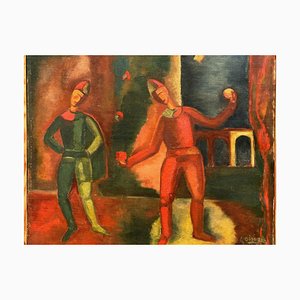 G Aingier, Komposition mit Jongleur, 1936, Öl auf Leinwand