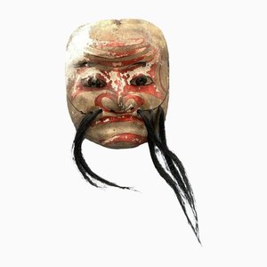 Edo Japanische Polychrome Skulpturale Theatermaske aus Holz