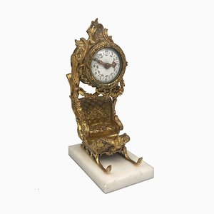 Sleigh White Marble Enamel Dial Bronze Clock