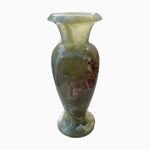 Mid-Century orientalische grüne Onyx Marmor Vase Skulptur