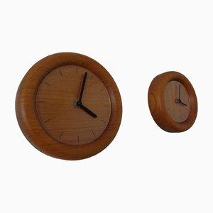 Wall Clocks in Solid Teak from Böckenhauer, Set of 2, 1970s