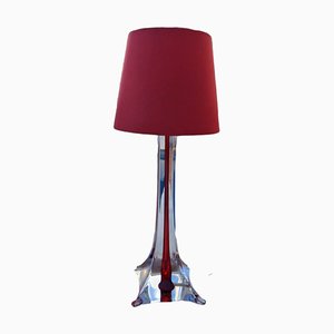 Italienische Vintage Tischlampe aus Kristallglas in Rot