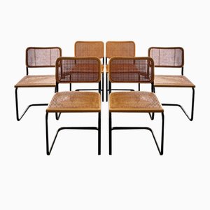 Esszimmerstühle aus Holz & Stroh von Cidue, Wien, 1970er, 6er Set