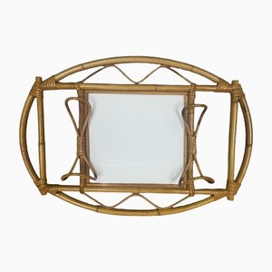 Portemanteau Miroir Ovale en Rotin, Suède, 1960s