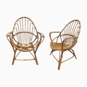 Mid-Century Rattansessel, Niederlande, 1950er, 2er Set