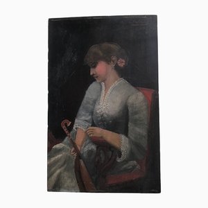 E. De Glanne, Frauenporträt, 1888, Öl an Bord