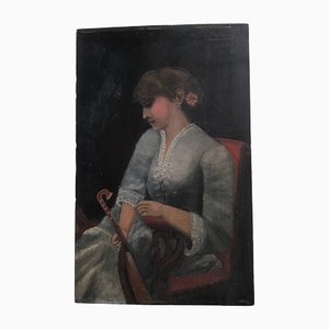 E. De Glanne, Portrait de Dame, 1888, Huile sur Panneau