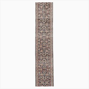 Turkish Navy Blue Floral Runner Rug