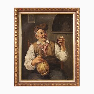 A. Bottesini, Wine Drinker, 19th Century, Oil on Canvas, Framed