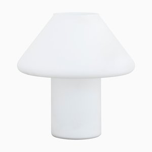Lámpara de mesa Mushroom vintage con cristal de Murano blanco satinado, Italia
