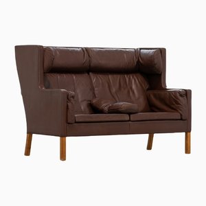 Coupé Sofa in Chocolate Leather by Børge Mogensen for Fredericia, Denmark, 1971