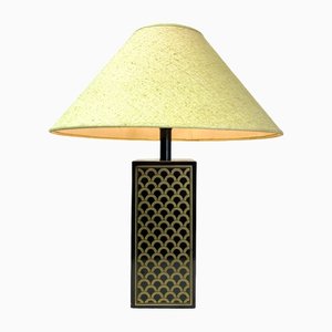Vintage Table Lamp with Black and Gold Cube Base