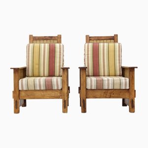 South African Colonial Armchairs in Wood & Straw, 1980s , Set of 2