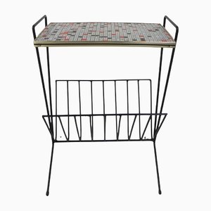 Vintage Tile Table with Newspaper Tray