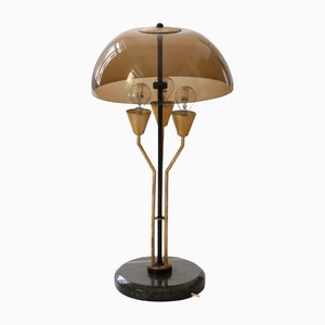 Italian Marble, Brass and Acrylic Glass Table Lamp, 1960s