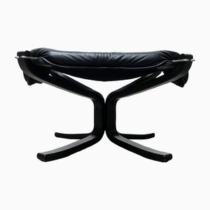 Vintage Norwegian Leather Falcon Footstool by Sigurd Ressel for Vatne Furniture, 1970s