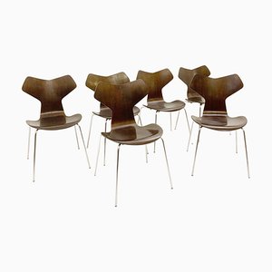 Sedie da pranzo Mid-Century di Arne Jacobsen per Fritz Hansen, Danimarca, set di 6