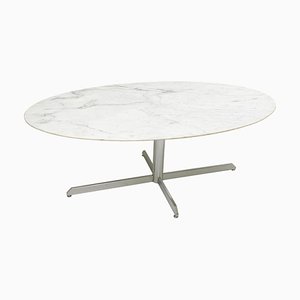 Mid-Century Oval Dining Table with Marble Top and Chromed Metal Feet from Knoll