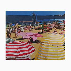Carole Grandgirard, La plage de St Jean de Luz, Oil on Canvas