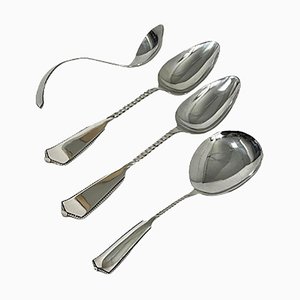 Dutch Spoons in Silver Serving from Van Kempen & ZN, 1887, Set of 4