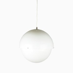 Nickel Plated Brass & White Methacrylate Pendant Lamp Mod. 22/5 by L. Bandini Buti for Kartell, 1960s