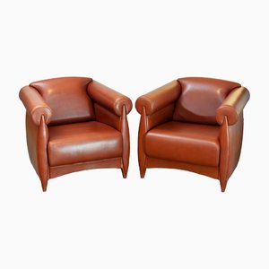 Modern Cognac Leather Club Chairs by Klaus Wettergren, 1980s, Set of 2