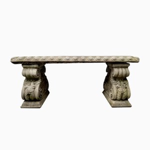 Composite Stone Garden Bench with Modular Pillars, Set of 3