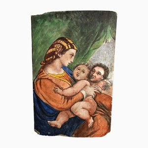 Painting on Tile Representing the Virgin Madonna After Raphael, 19th Century