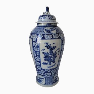 Vaso grande cinese blu e bianco