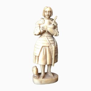 Antique Joan of Arc Sculpture in Hand Carved Bone