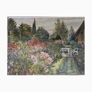 Jean Leyssenne, Garden in Cublac, 1991, Watercolor on Paper