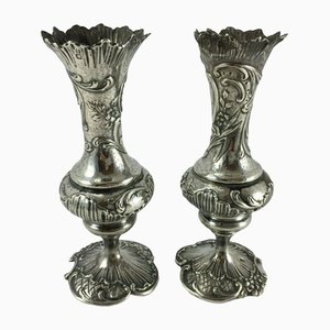 Vases Louis XV Antiques en Argent, Set de 2