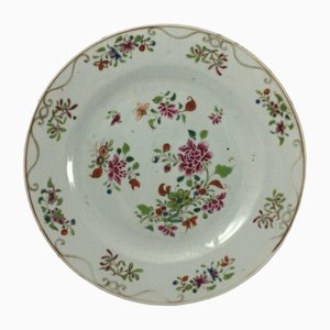 Antiker Teller aus weißem Porzellan mit floralem Dekor