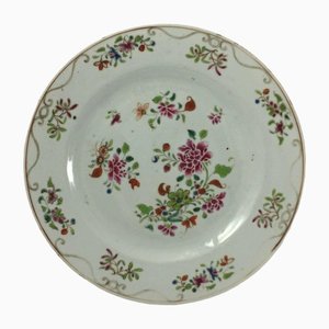 Assiette Antique en Porcelaine Blanche à Décor Floral