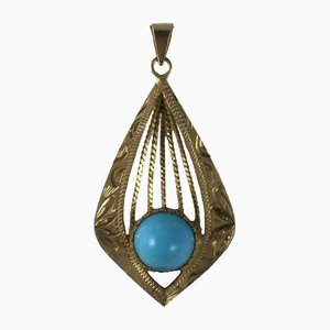 Pendant in Gold with Turquoise Blue Stone