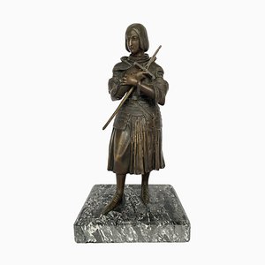 Joan of Arc Statue aus Bronze mit Marmor Schnitzereien